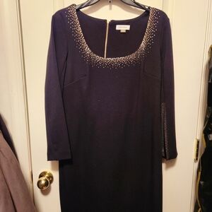 Calvin Klein Black Dress with Embellished Neckline